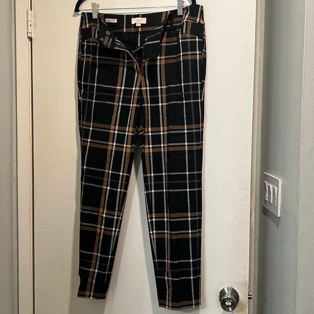 LOFT Plaid Skinny Ankle Pants